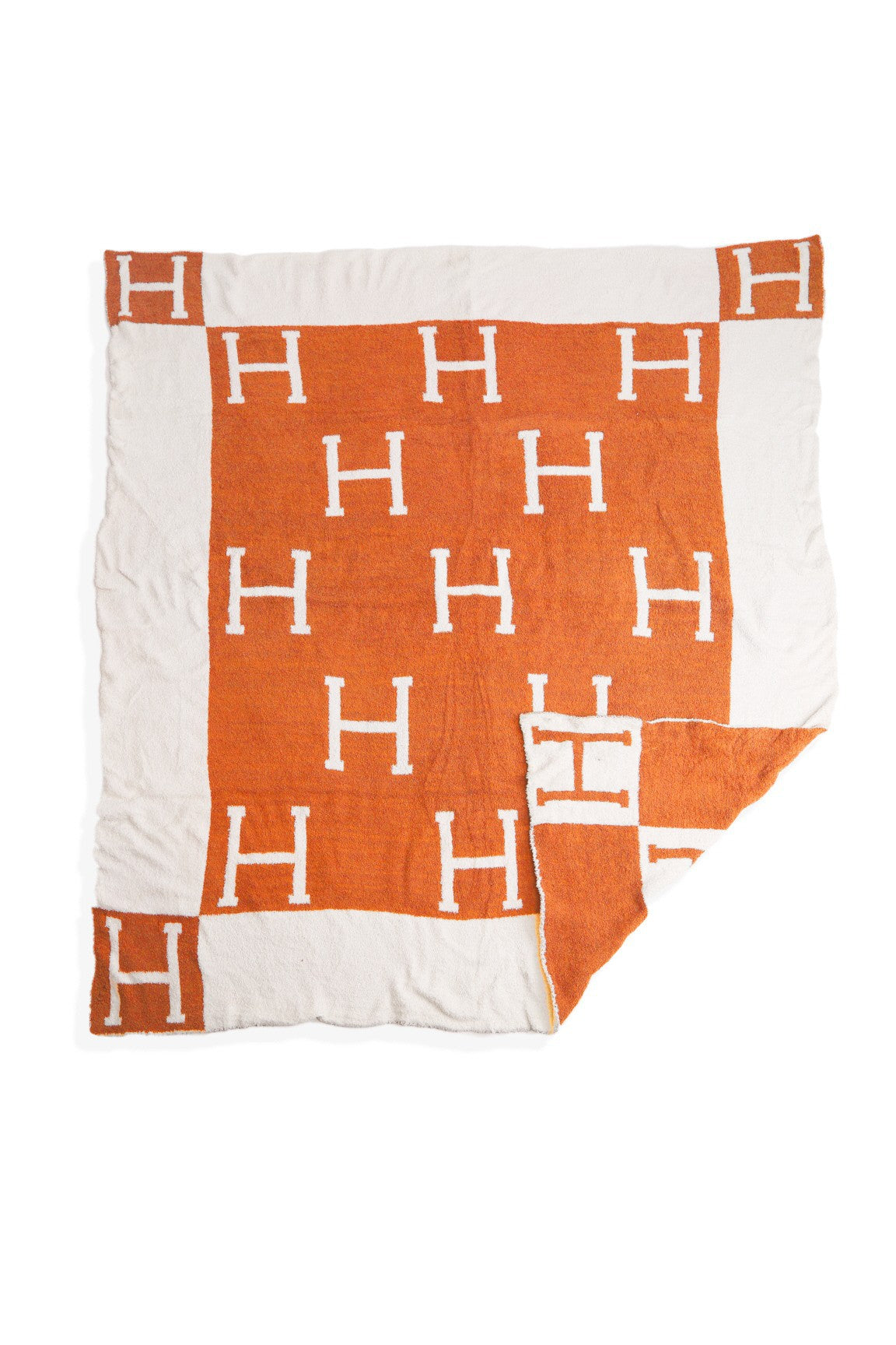 Orange Plush Initial Blanket