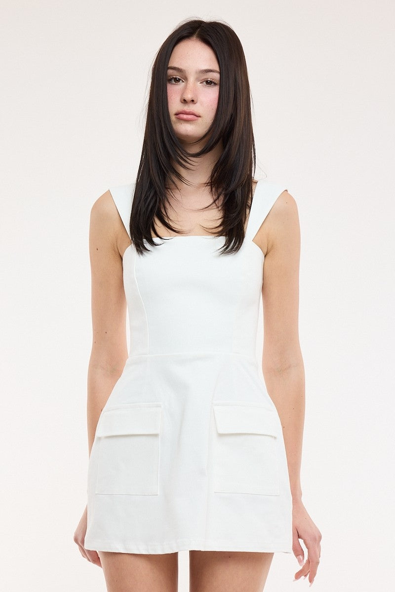 square neck mini dress white White Mini Dress