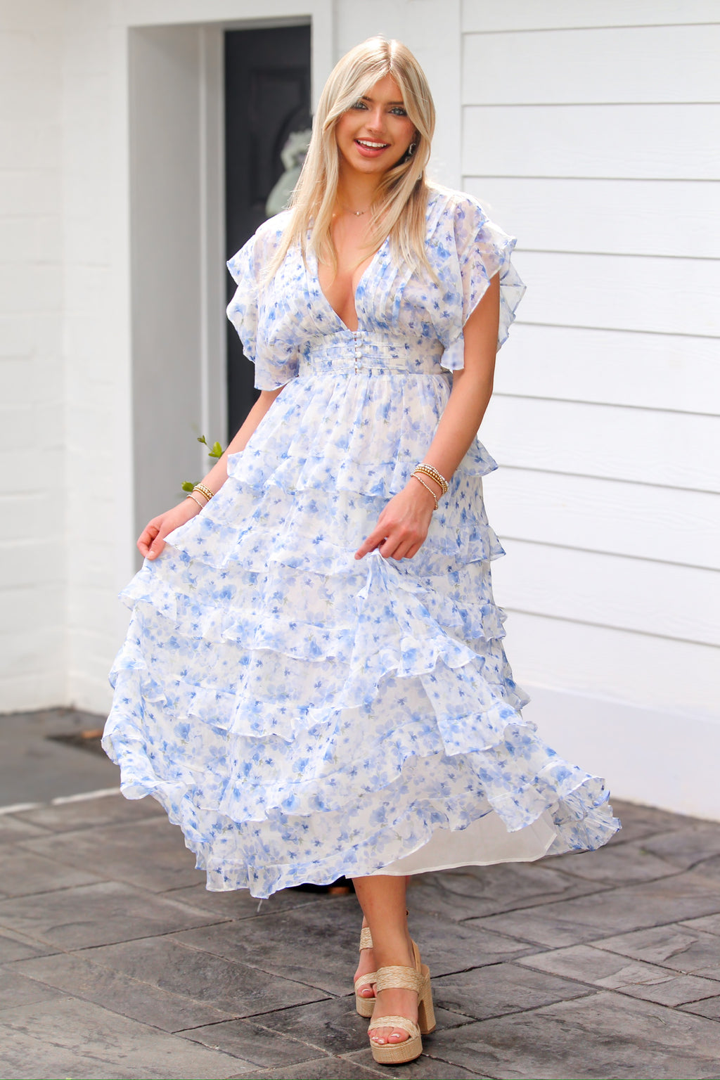white and blue dress Floral Maxi MAY24MD Santimon Mens Boots Dress Color:Floral Wine Red