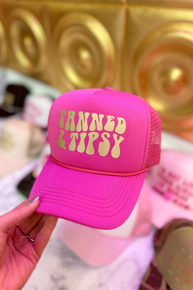 Gold Tanned And Tipsy Pink Trucker Hat