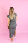 Grey Short Sleeve Midi Dress - Kendry Collection Boutique