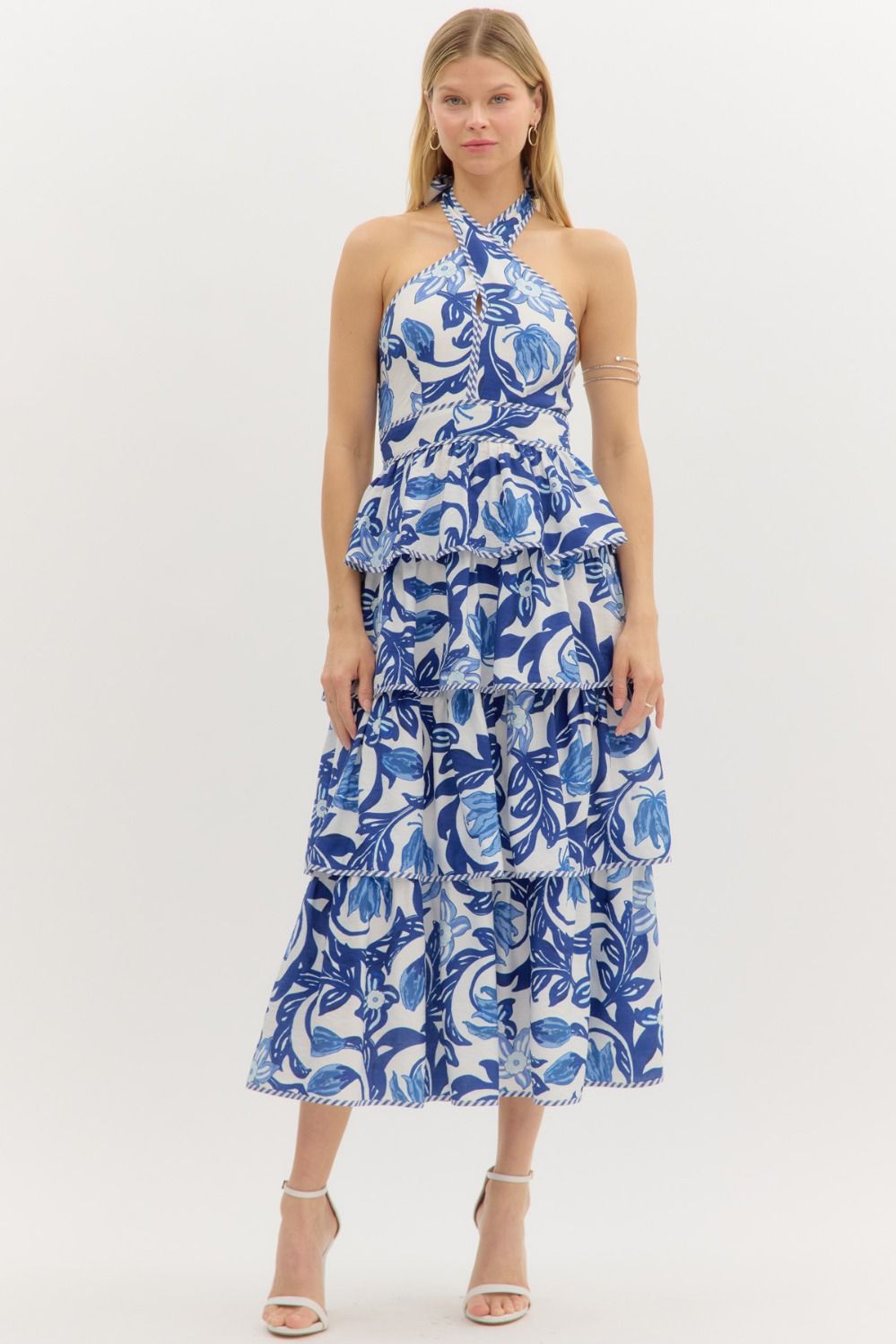 chinese dress ladies Entro Printed Floral Maxi Dress - Blue