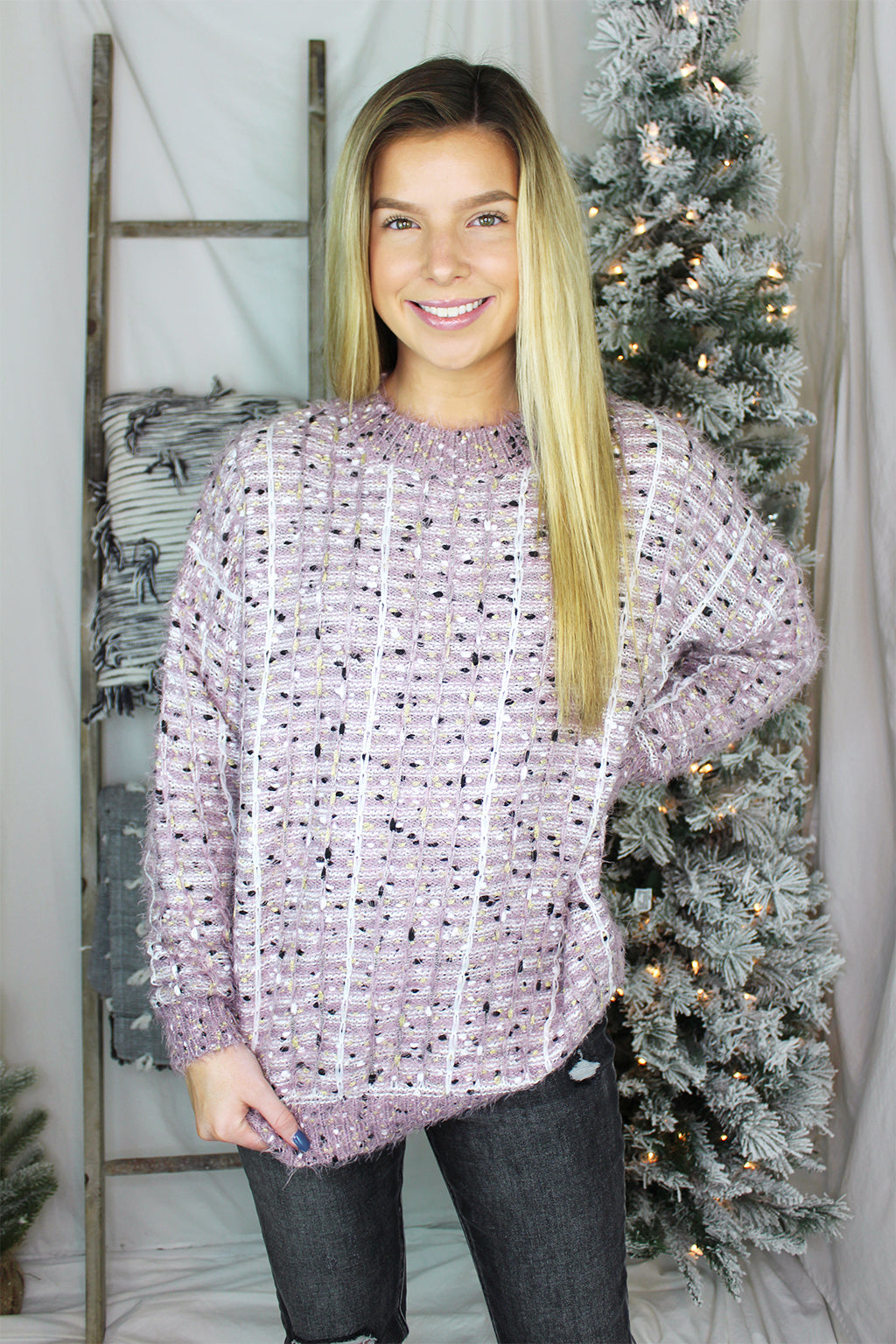 Fuzzy Purple Shimmer Sweater