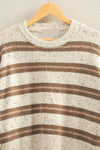 Brown and Cream Striped Sweater