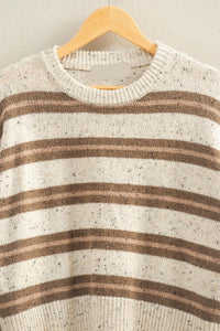 Brown and Cream Striped Sweater