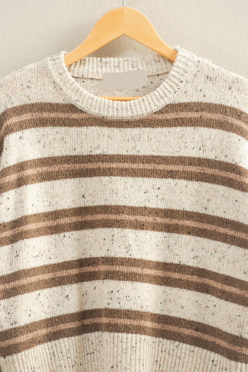 Brown and Cream Striped Sweater