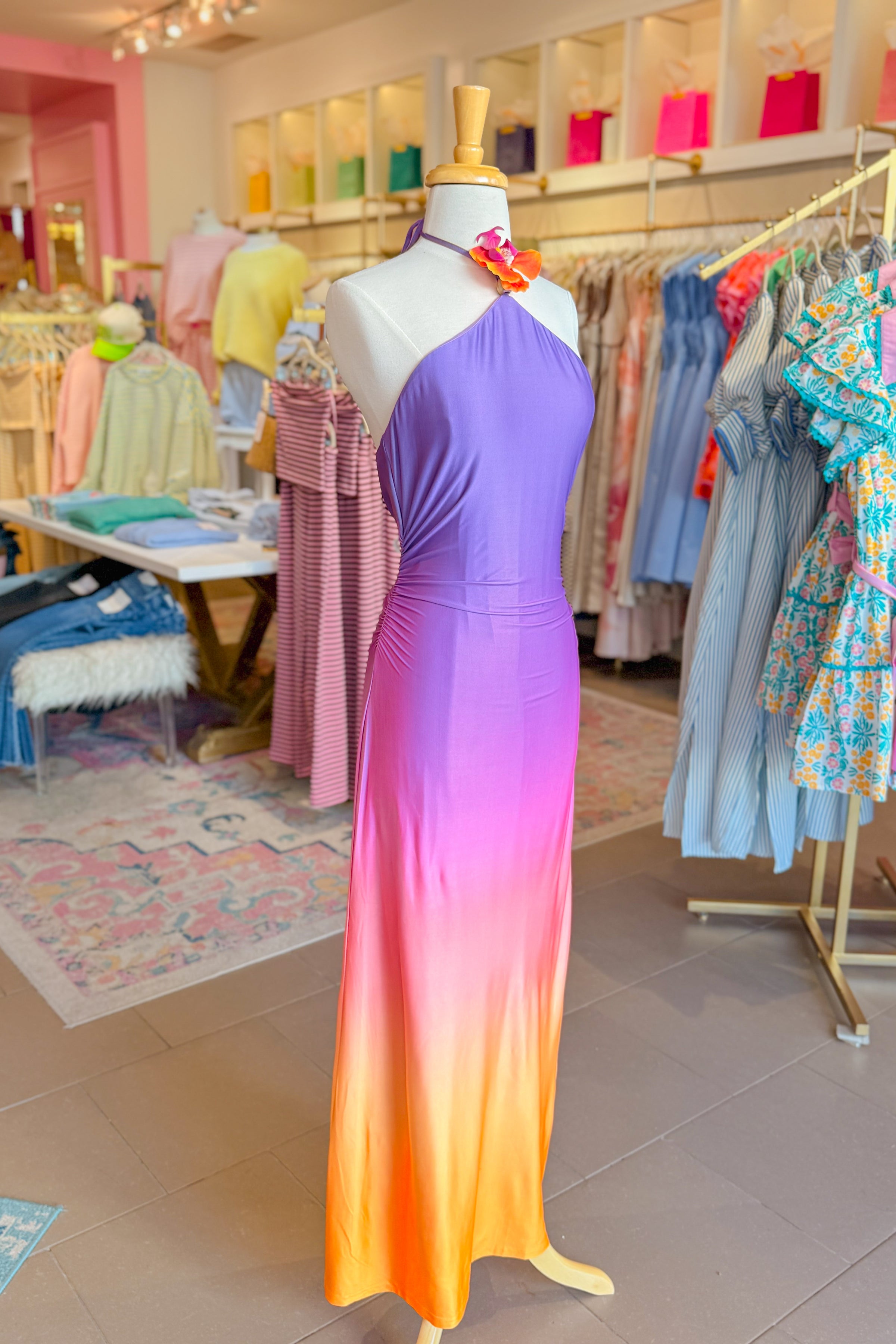 Sunset Ombre Halter Neck Maxi Dress - Kendry Collection Boutique