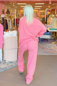 Pink and Red Striped Top and Pants Set