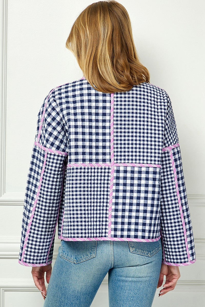 Reversible Quilted Block Pattern Jacket