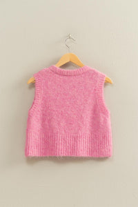 Pink Round Neck Sweater Vest