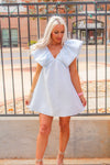 Blue Multi Floral Ruffle Sleeve Mini Dress
