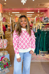 Hot Pink Diamond Pattern Sweater