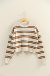 Brown and Cream Striped Sweater