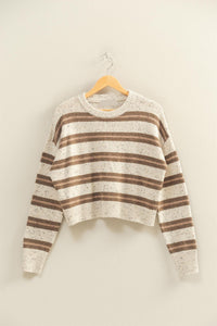 Brown and Cream Striped Sweater