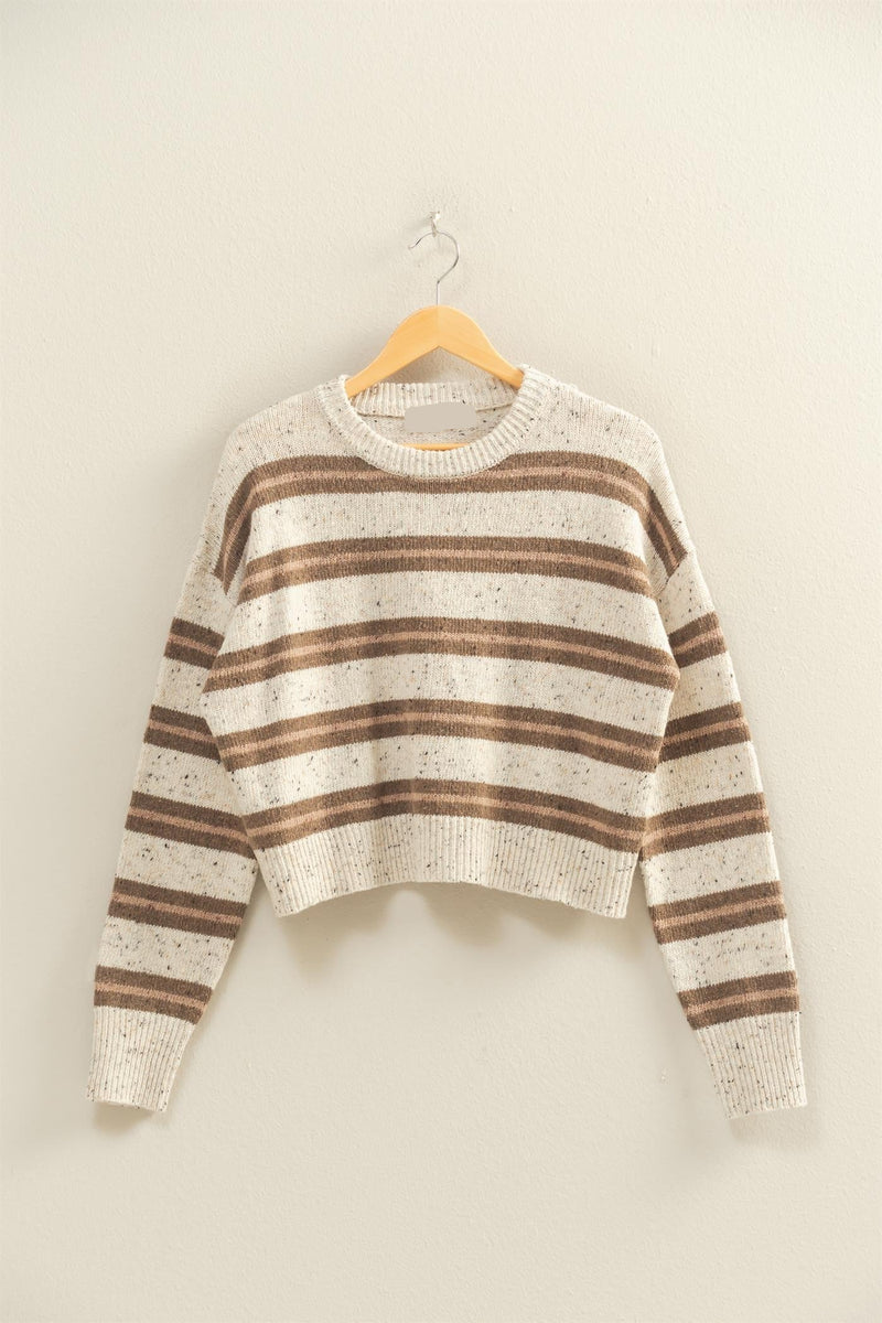 Brown and Cream Striped Sweater