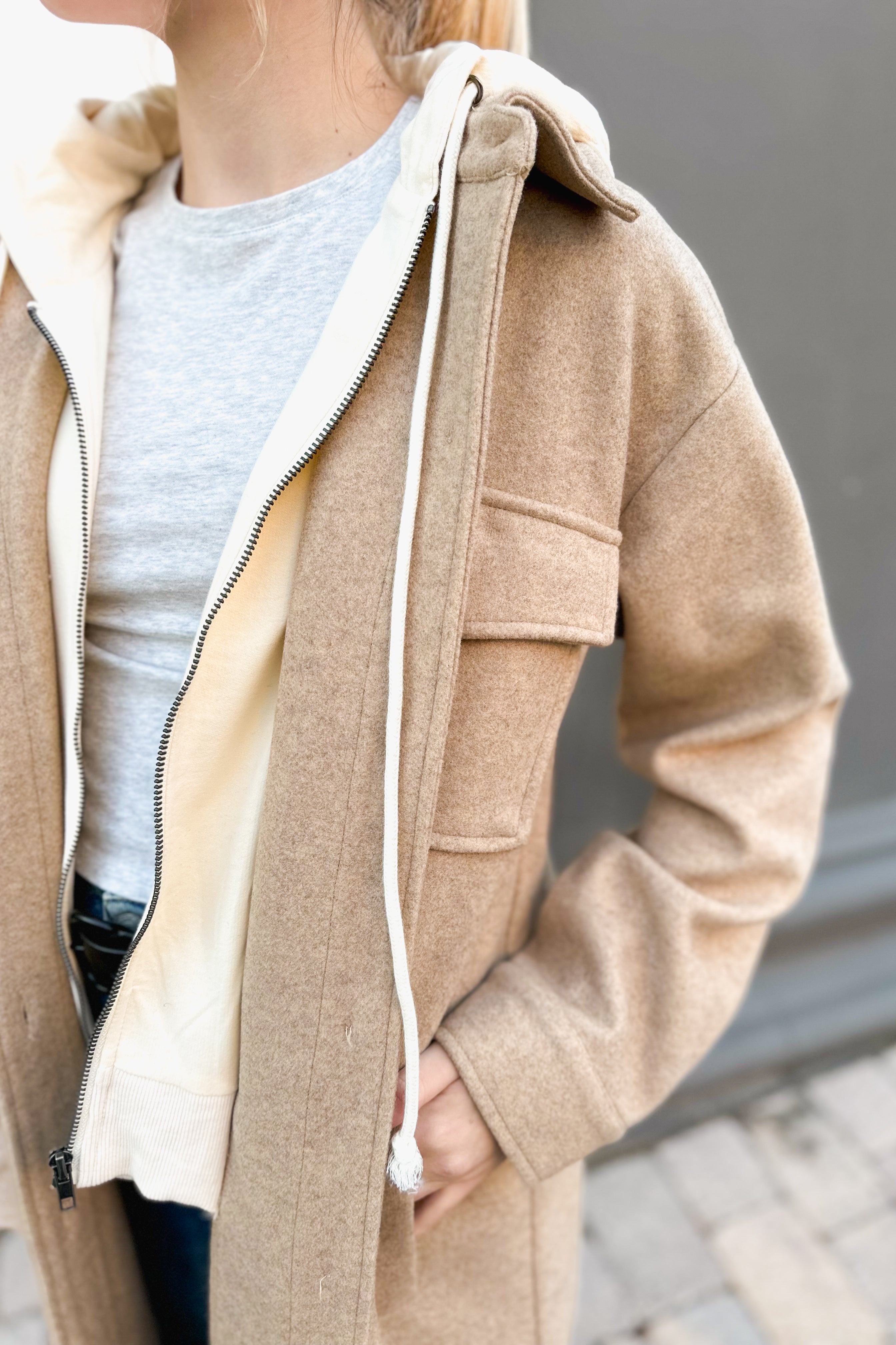 Longline Jacket With Built In Hoodie - Kendry Collection Boutique