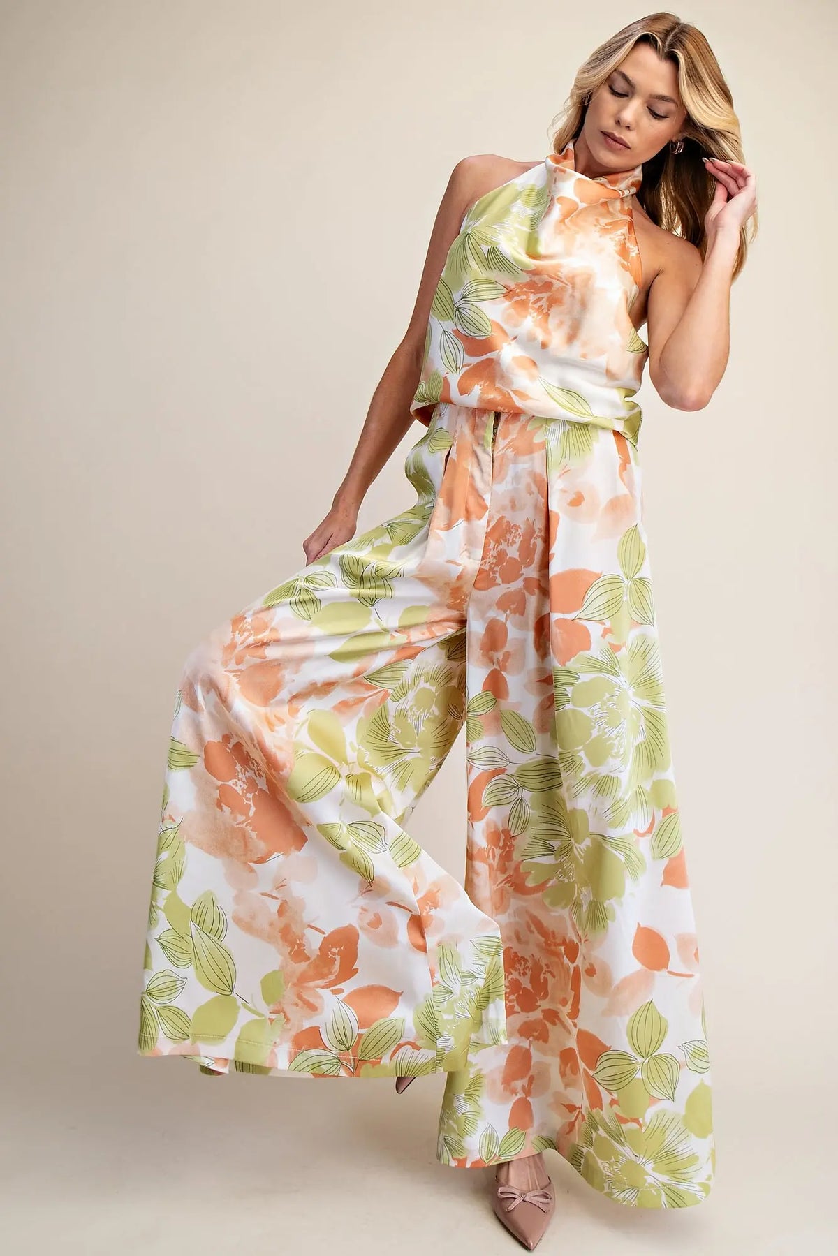 Palm Royale Halter Neck Top and Pants Set - Kendry Collection Boutique