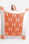 Orange Plush Initial Blanket