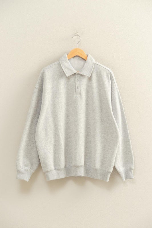Heather Grey Collar Neck Oversized Pullover