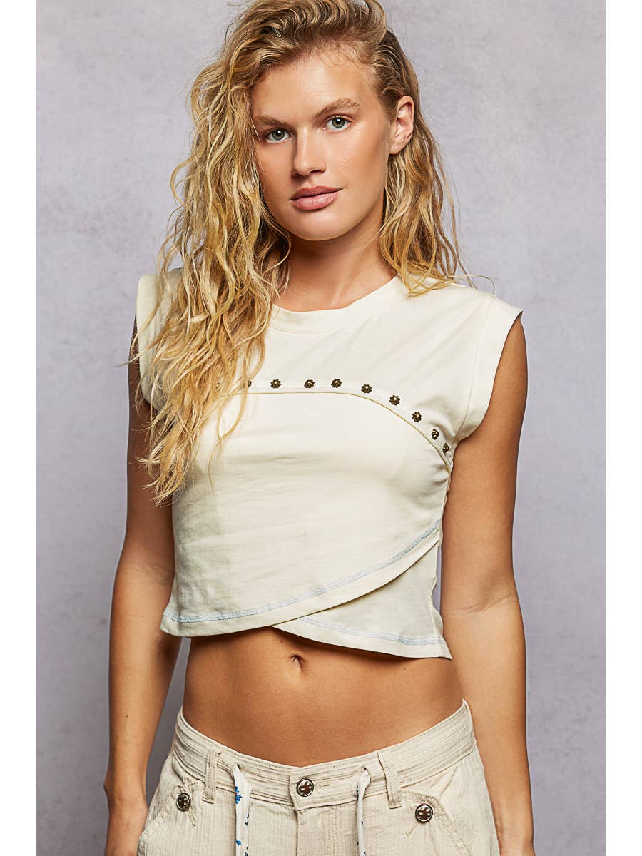 Wilder Studded Asymmetrical Crop Tee