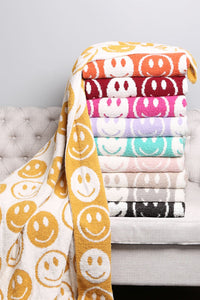 Hot Pink Smiley Face Plush Blanket