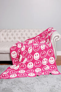 Hot Pink Smiley Face Plush Blanket