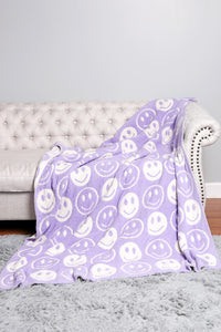 Purple Smiley Face Plush Blanket