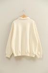 Cream Collar Neck Oversized Pullover