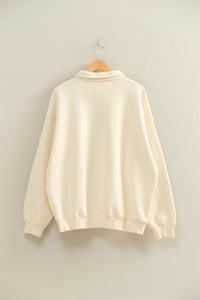 Cream Collar Neck Oversized Pullover