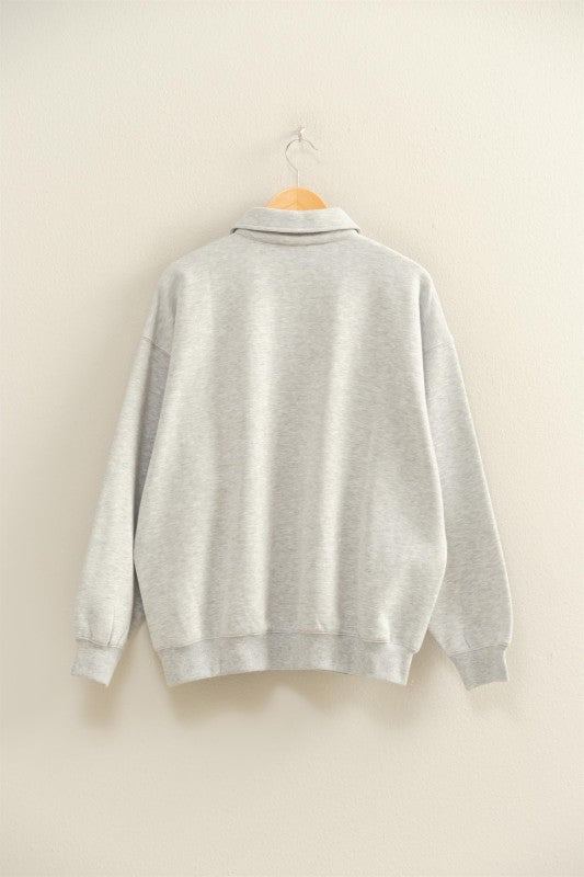 Heather Grey Collar Neck Oversized Pullover