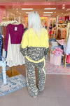 Lime Green and Leopard Print Top and Pants Set