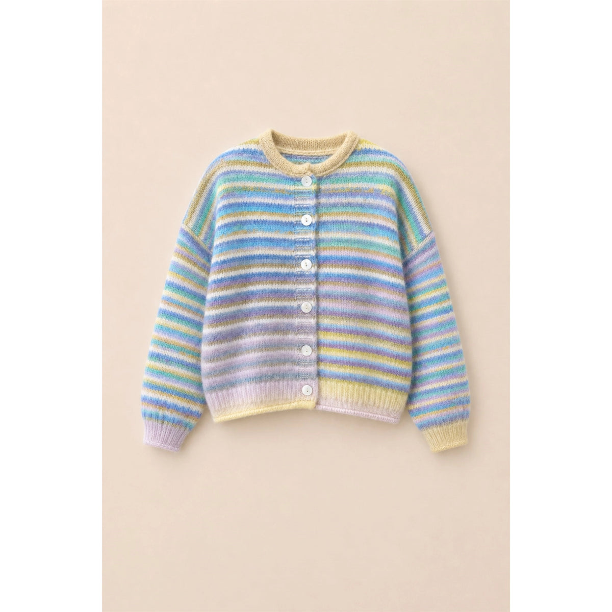 Lime Rainbow Space Dye Knit Cardigan