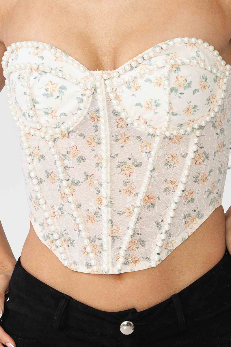 Floral Pearl Corset Top