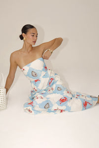 Blue Coastal Crab Tube Maxi Dress