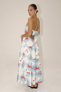 Blue Coastal Crab Tube Maxi Dress