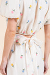 Cream Embroidered Floral Crop Top & Maxi Skirt Set