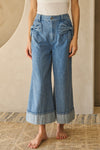Bow Detail Wide Leg Jeans