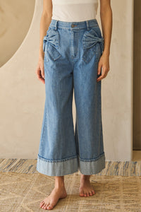 Bow Detail Wide Leg Jeans