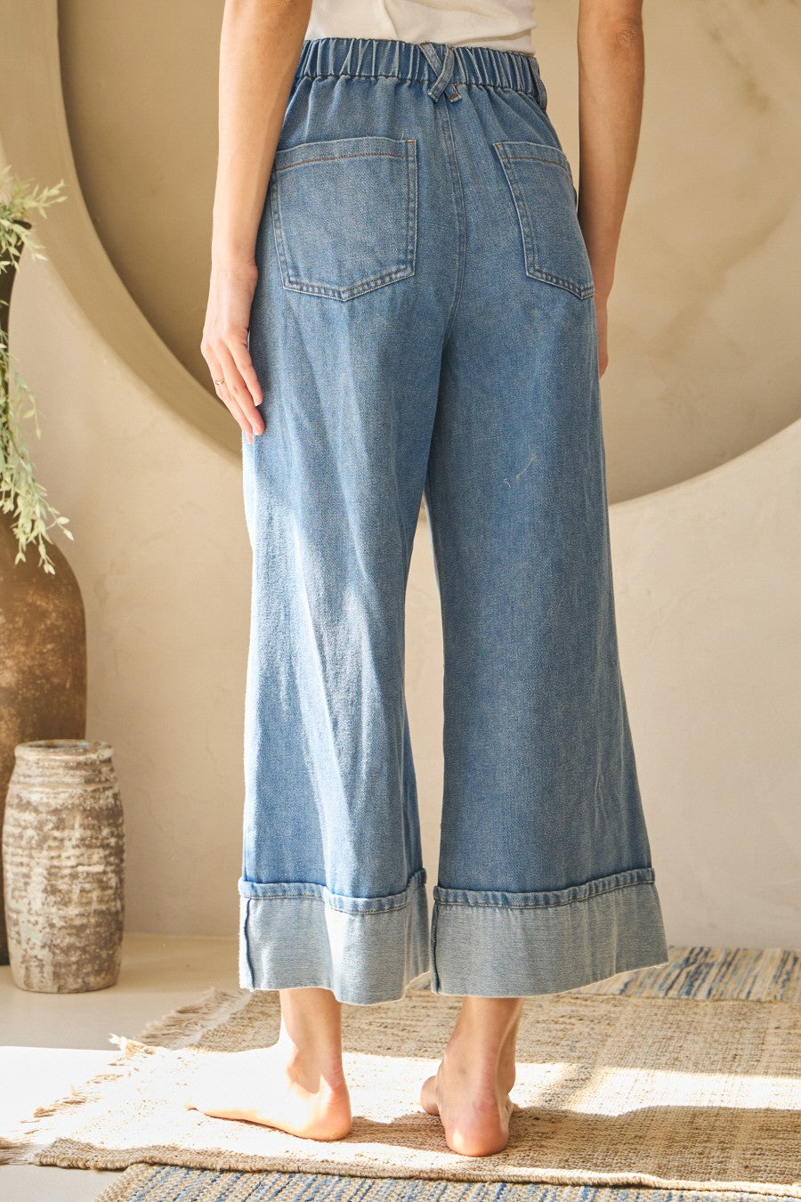 Bow Detail Wide Leg Jeans