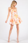 Pink and Orange Floral Bustier Mini Dress