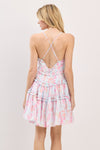 Blue Floral Ruffle Detail Mini Dress