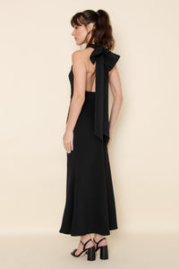 Black Mock Neck Bow Detail Maxi Dress