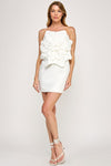 White 3D Flower Mini Dress