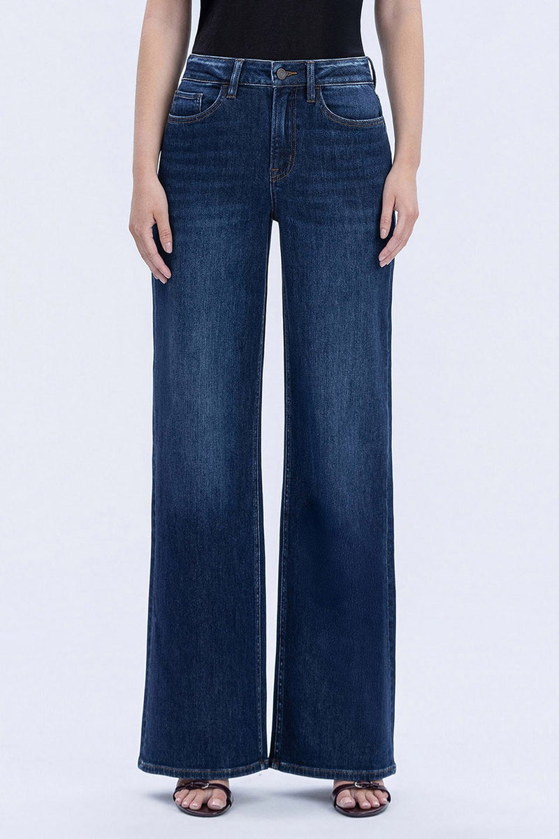 Super High Rise Dark Wash Wide Leg Jeans