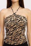 Velvet Tiger Print Halter Neck Top