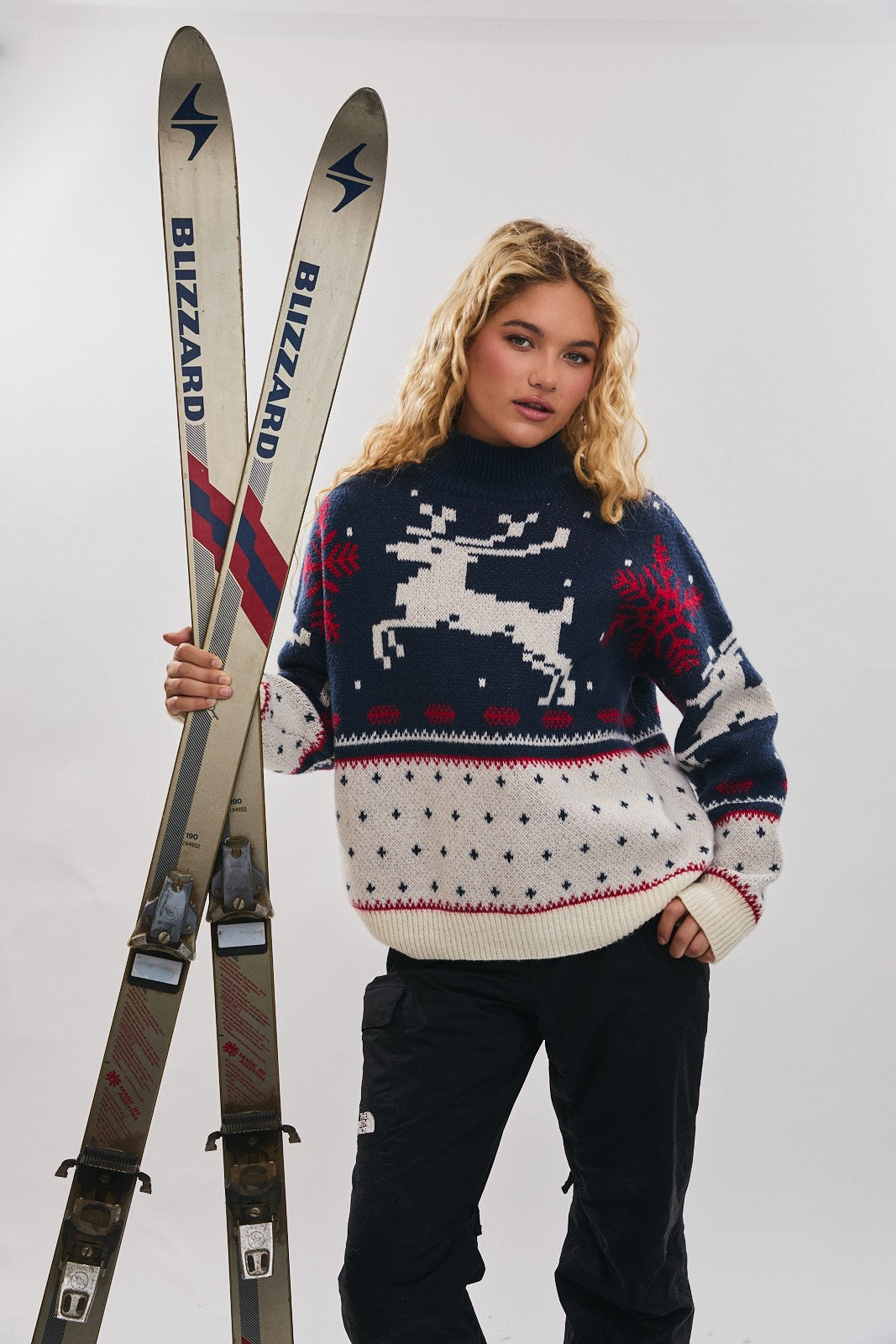 Ski Lodge Reindeer Chunky Knit Sweater
