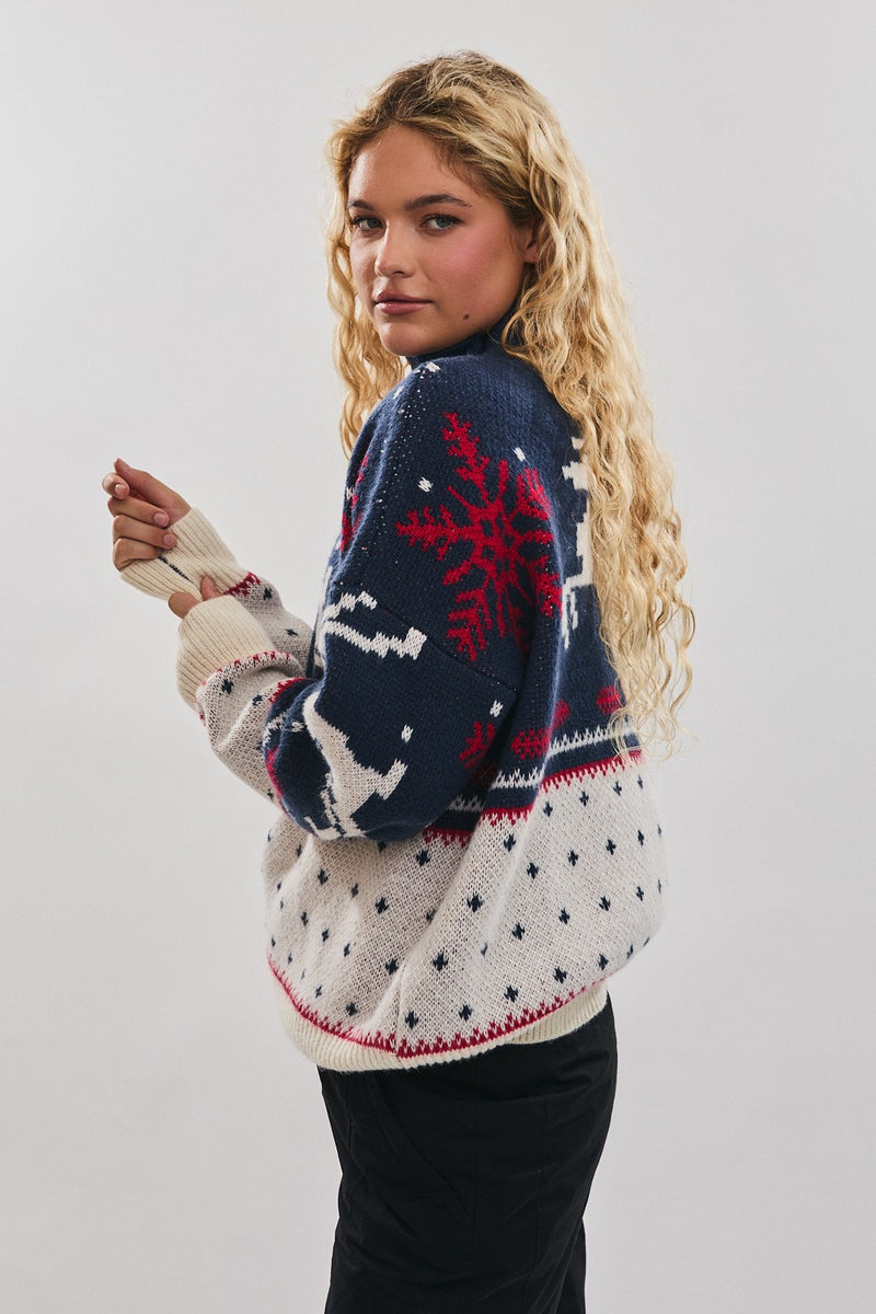 Ski Lodge Reindeer Chunky Knit Sweater