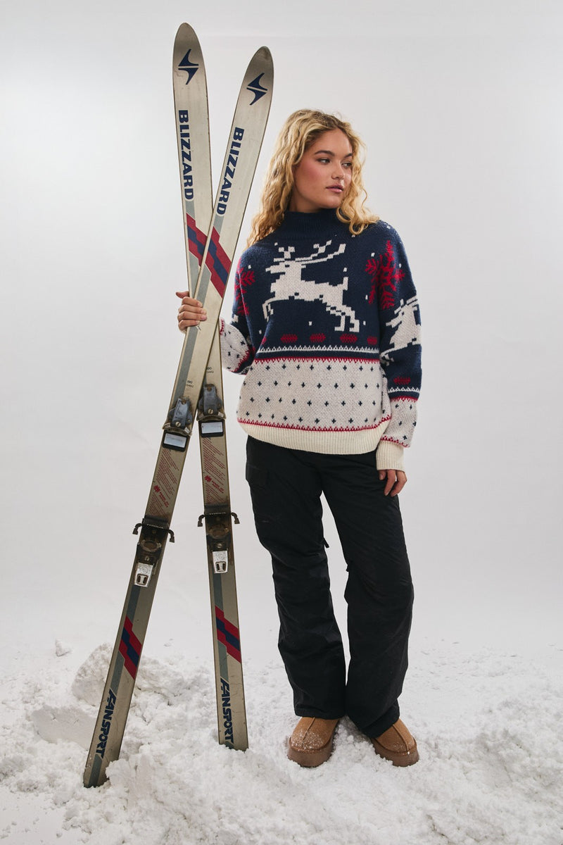 Ski Lodge Reindeer Chunky Knit Sweater