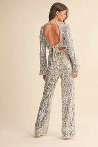 Sequin Open Back Top and Pants Set