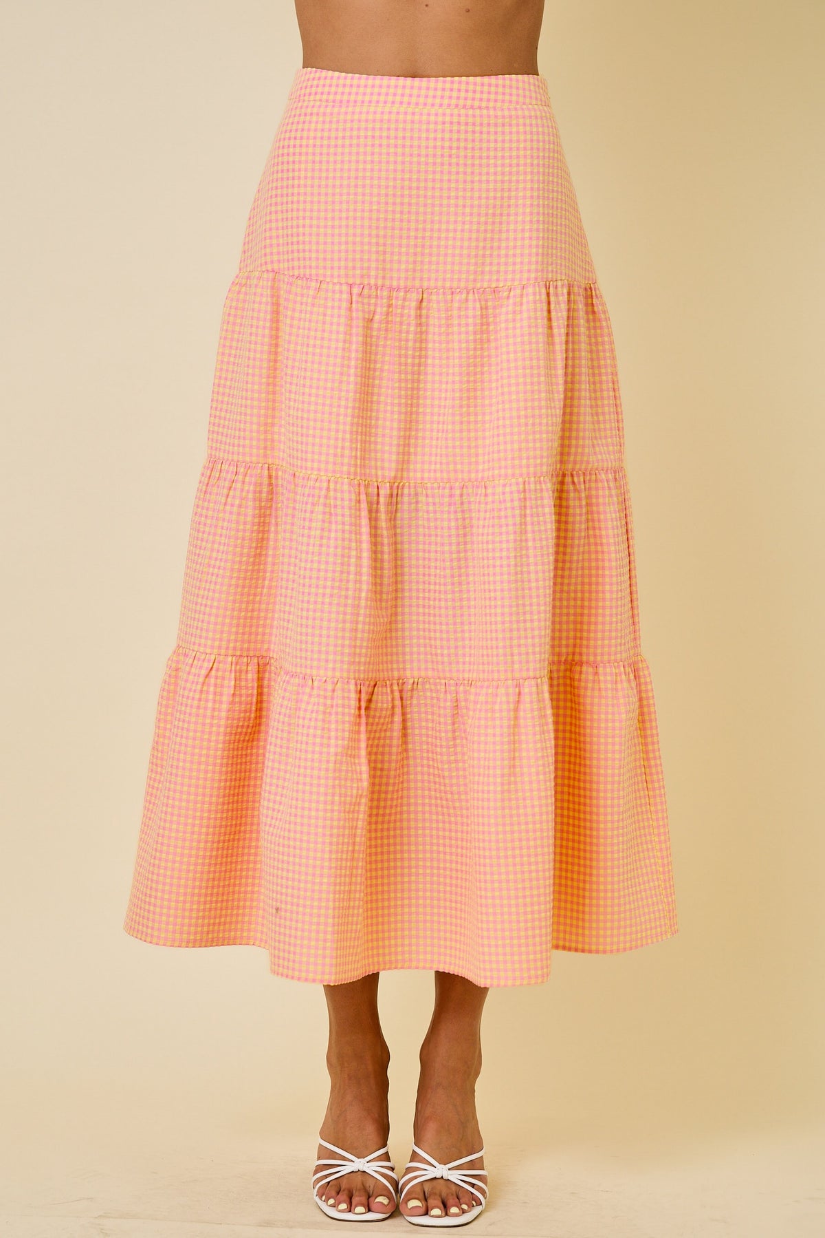 Pink and Yellow Gingham Maxi Skirt - Kendry Collection Boutique
